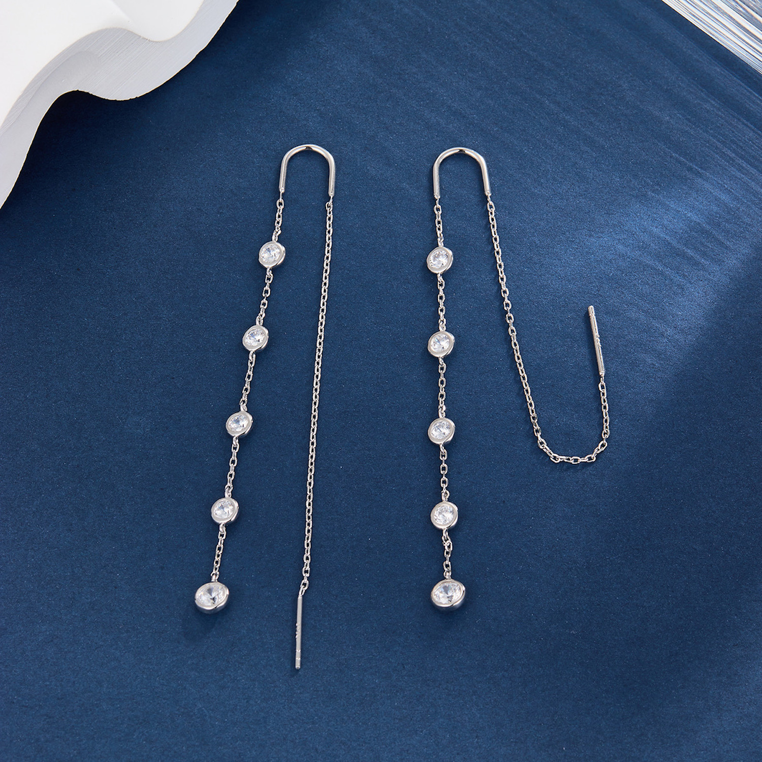 Aretes De Plata 925 Colgante Con Zirconias Mujer Largos.
