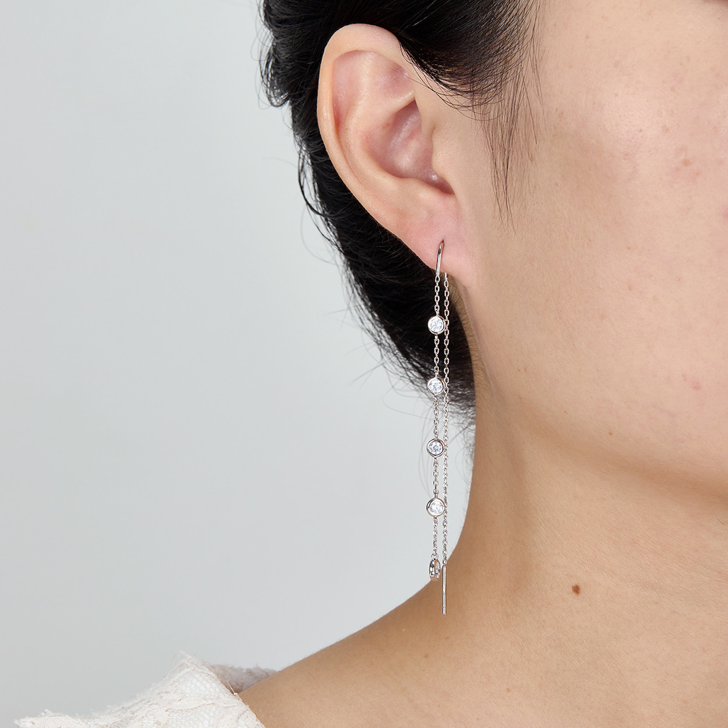 Aretes De Plata 925 Colgante Con Zirconias Mujer Largos.