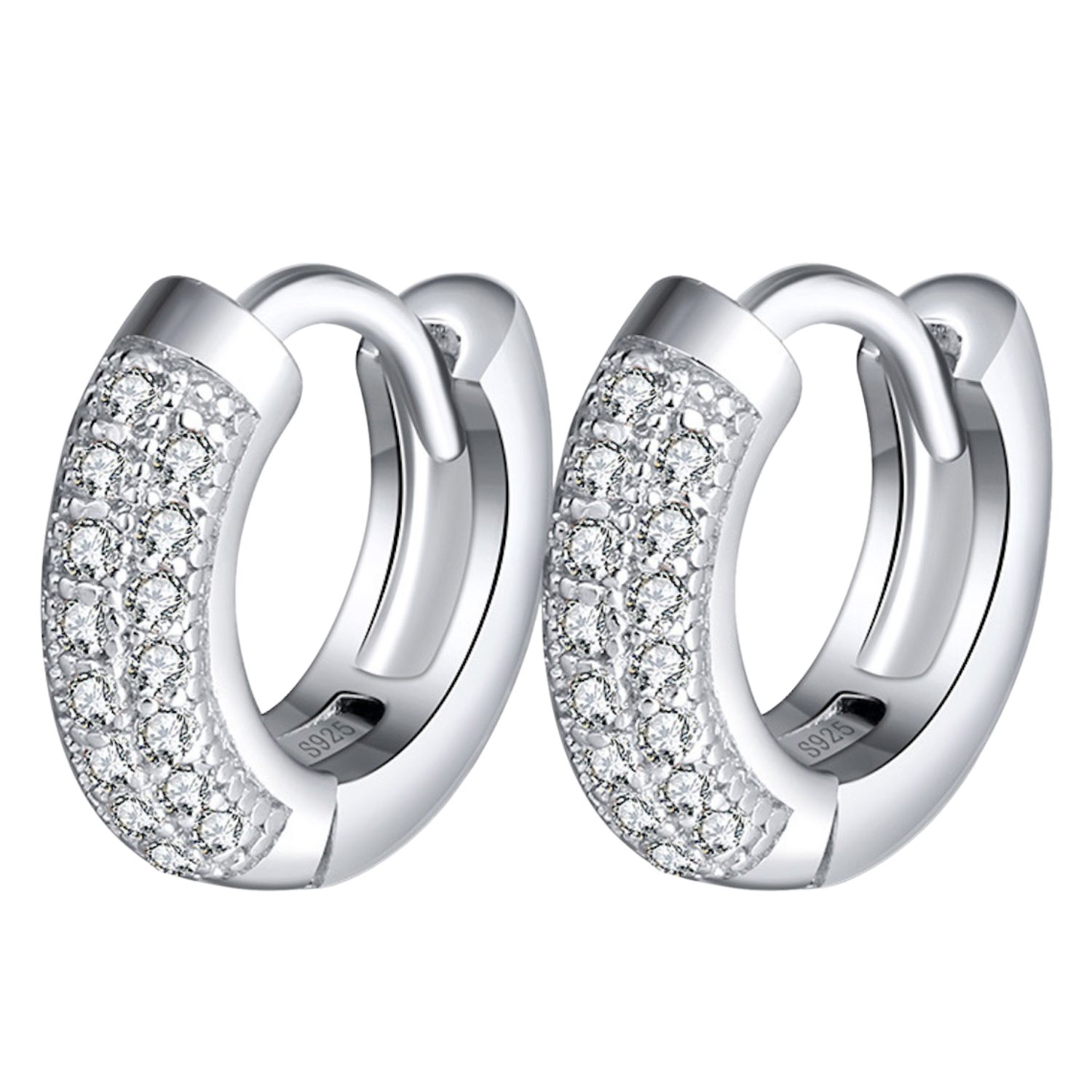 Aretes De Plata 925 Arracadas Huggies Zirconias 10mm.
