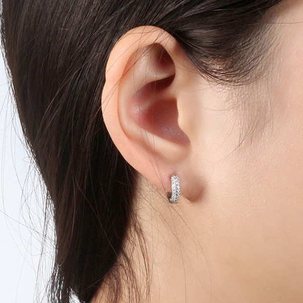 Aretes De Plata 925 Arracadas Huggies Zirconias 10mm.