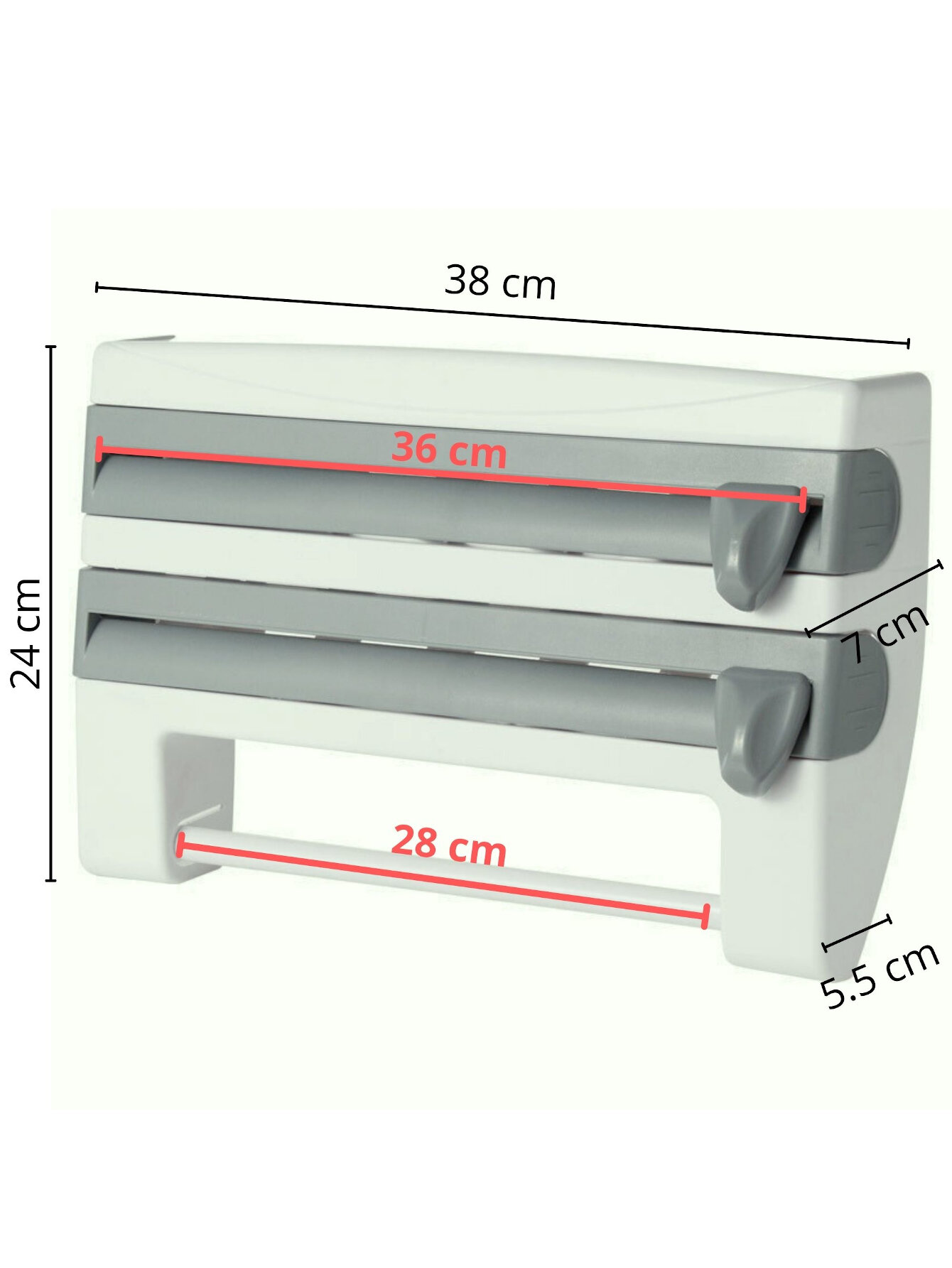 Dispensador Organizador 3 En 1 Servitoalla Papel Aluminio Playo Cocina.