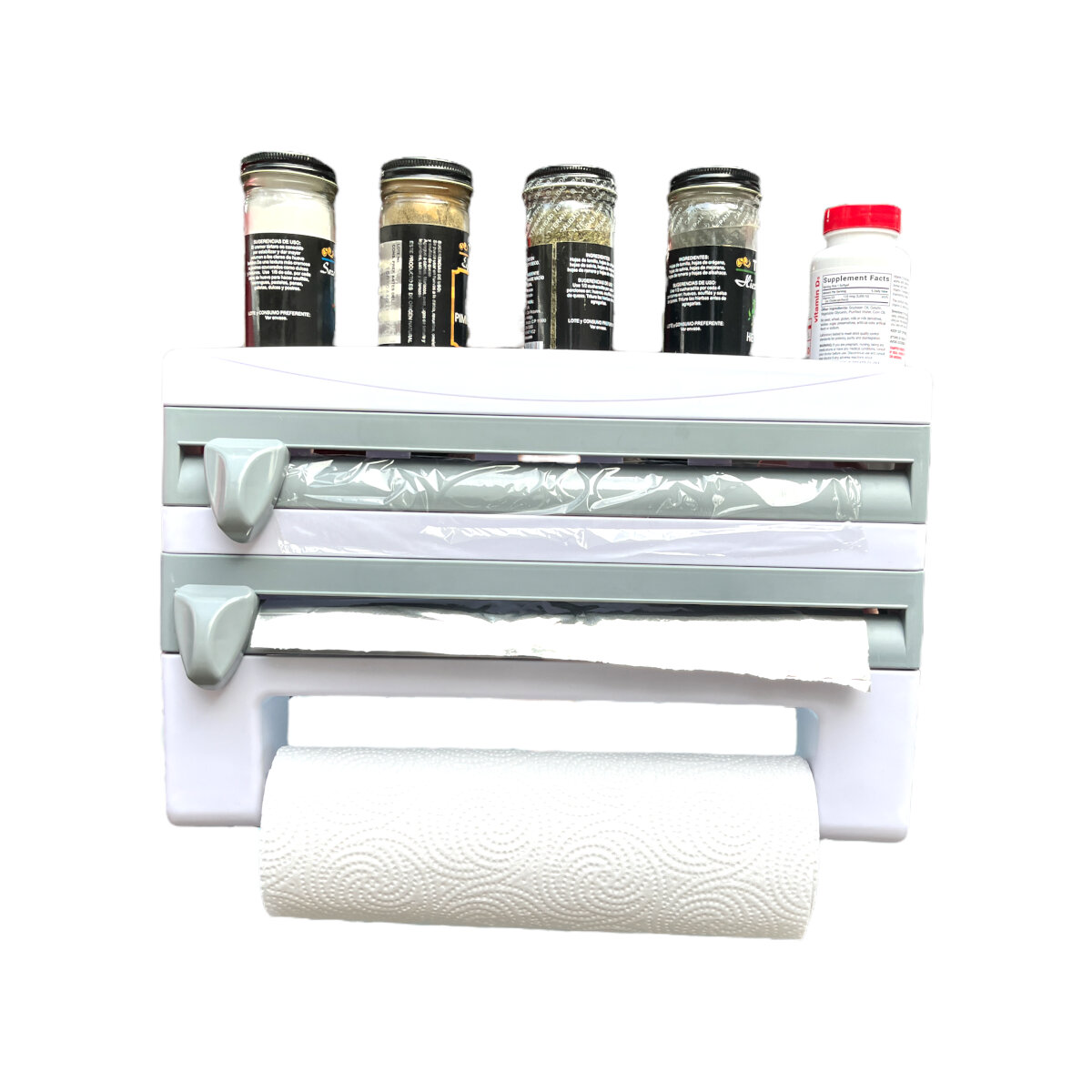 Dispensador Organizador 3 En 1 Servitoalla Papel Aluminio Playo Cocina.