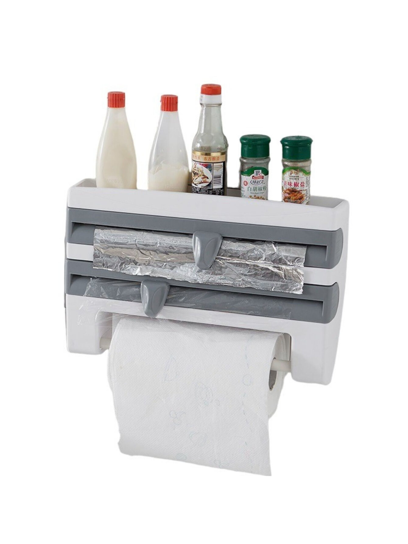 Dispensador Organizador 3 En 1 Servitoalla Papel Aluminio Playo Cocina.