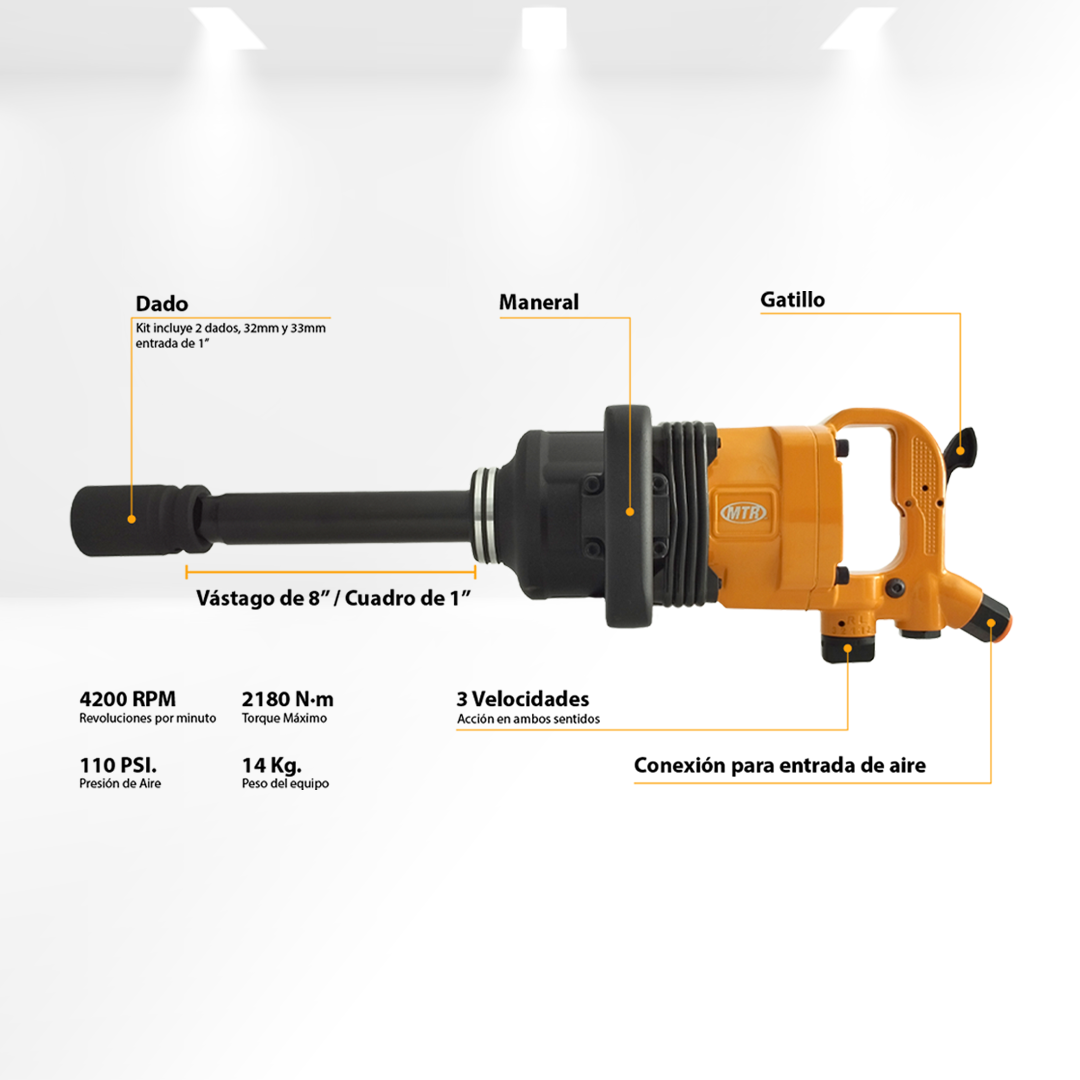 PISTOLA DE IMPACTO 1" MTR NEUMATICA