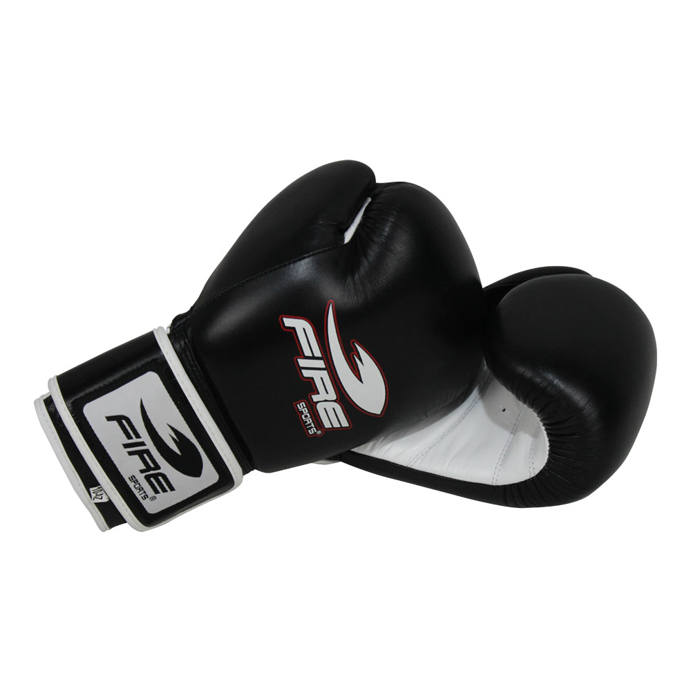 Par de Guantes de Box o Muay Thai Piel Entrenamiento Color Negro 10 oz.