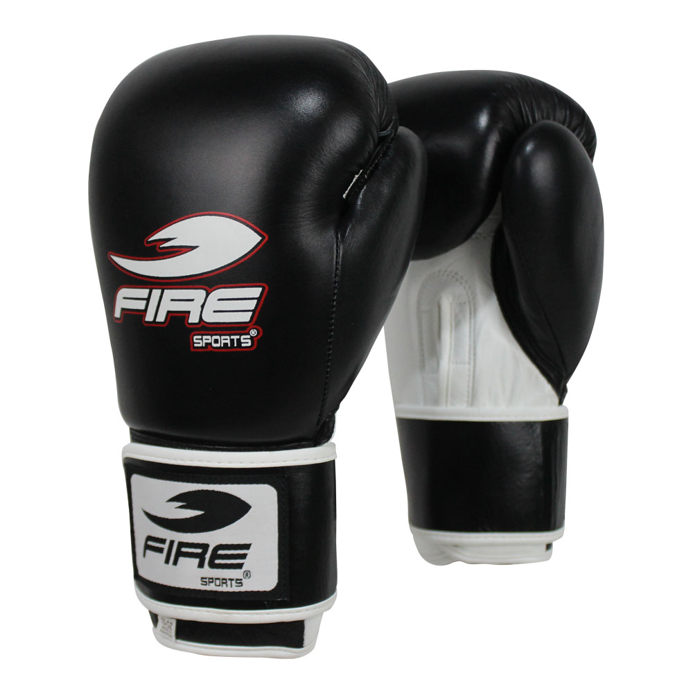 Par de Guantes de Box o Muay Thai Piel Entrenamiento Color Negro 10 oz.