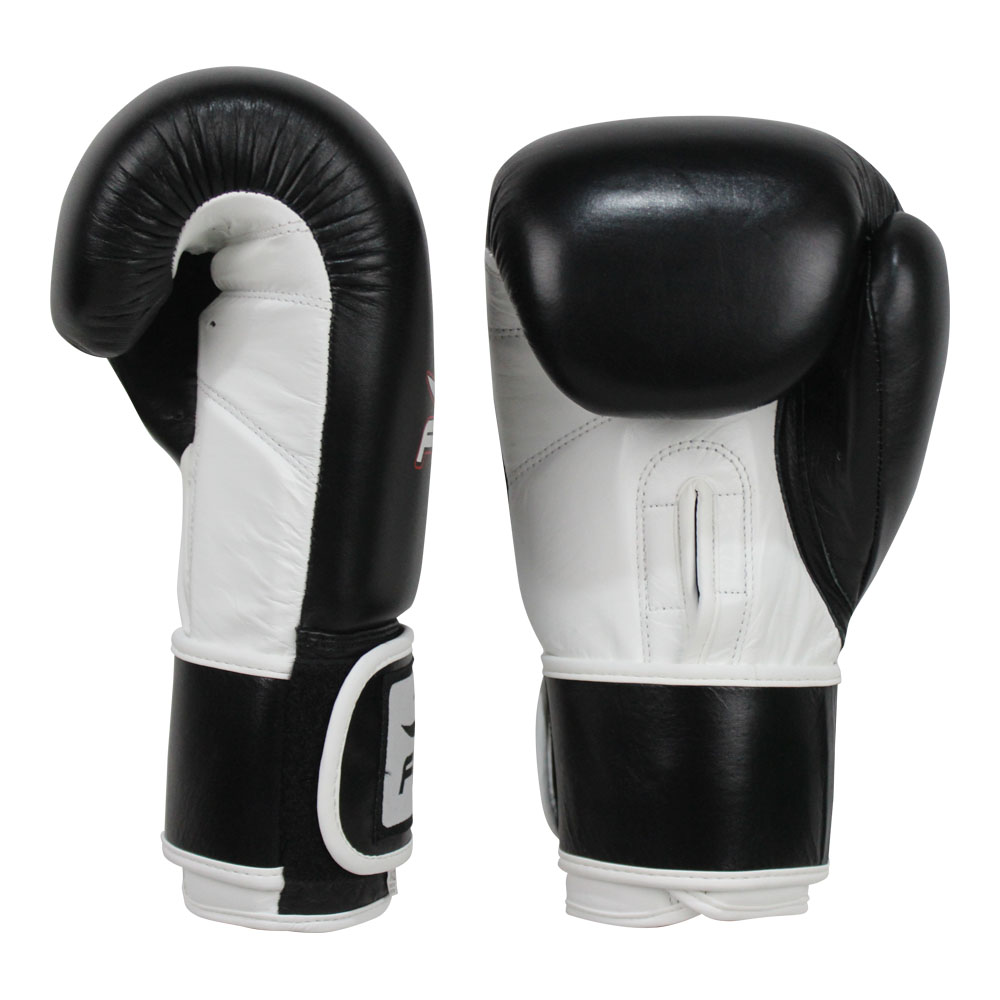 Par de Guantes de Box o Muay Thai Piel Entrenamiento Color Negro 10 oz.