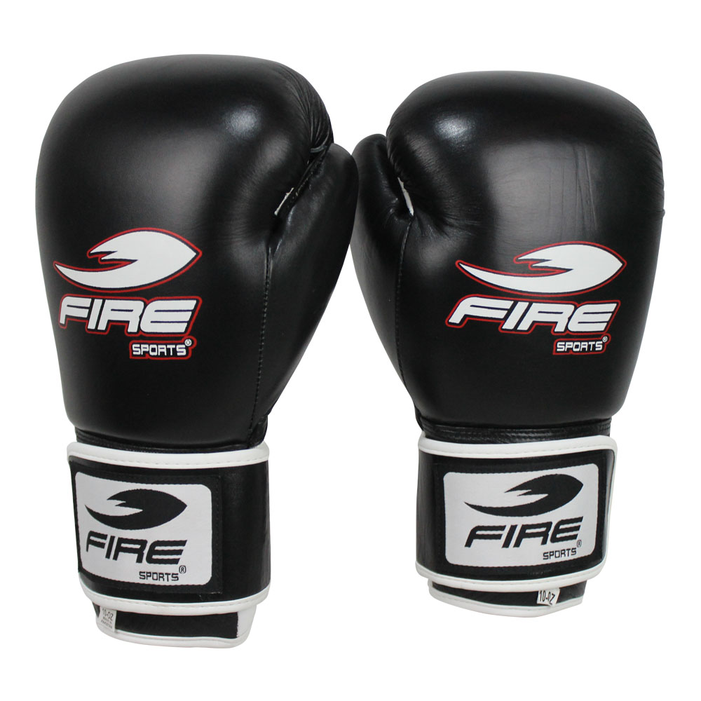 Par de Guantes de Box o Muay Thai Piel Entrenamiento Color Negro 10 oz.