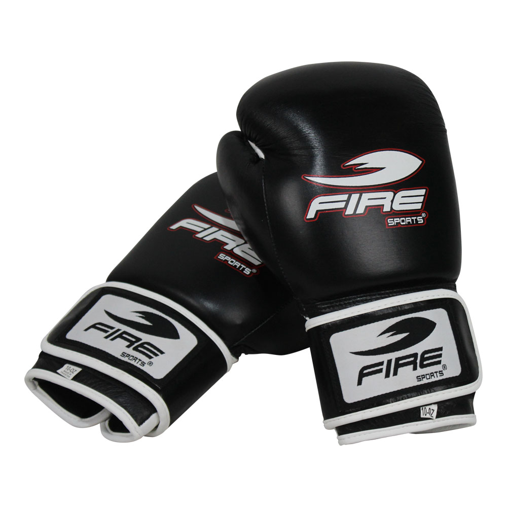 Par de Guantes de Box o Muay Thai Piel Entrenamiento Color Negro 10 oz.