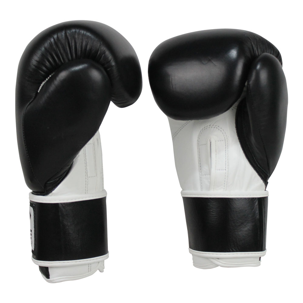 Par de Guantes de Box o Muay Thai Piel Entrenamiento Color Negro 10 oz.