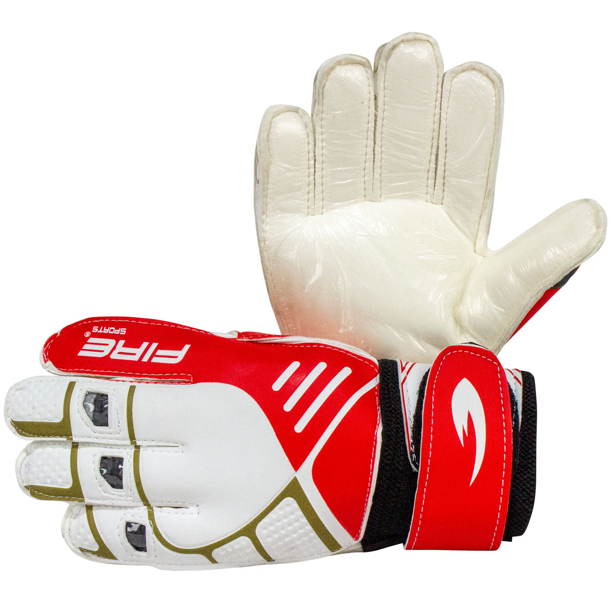 Par de Guantes de portero para fútbol Fire Sports con Varillas Color Rojo T-8.