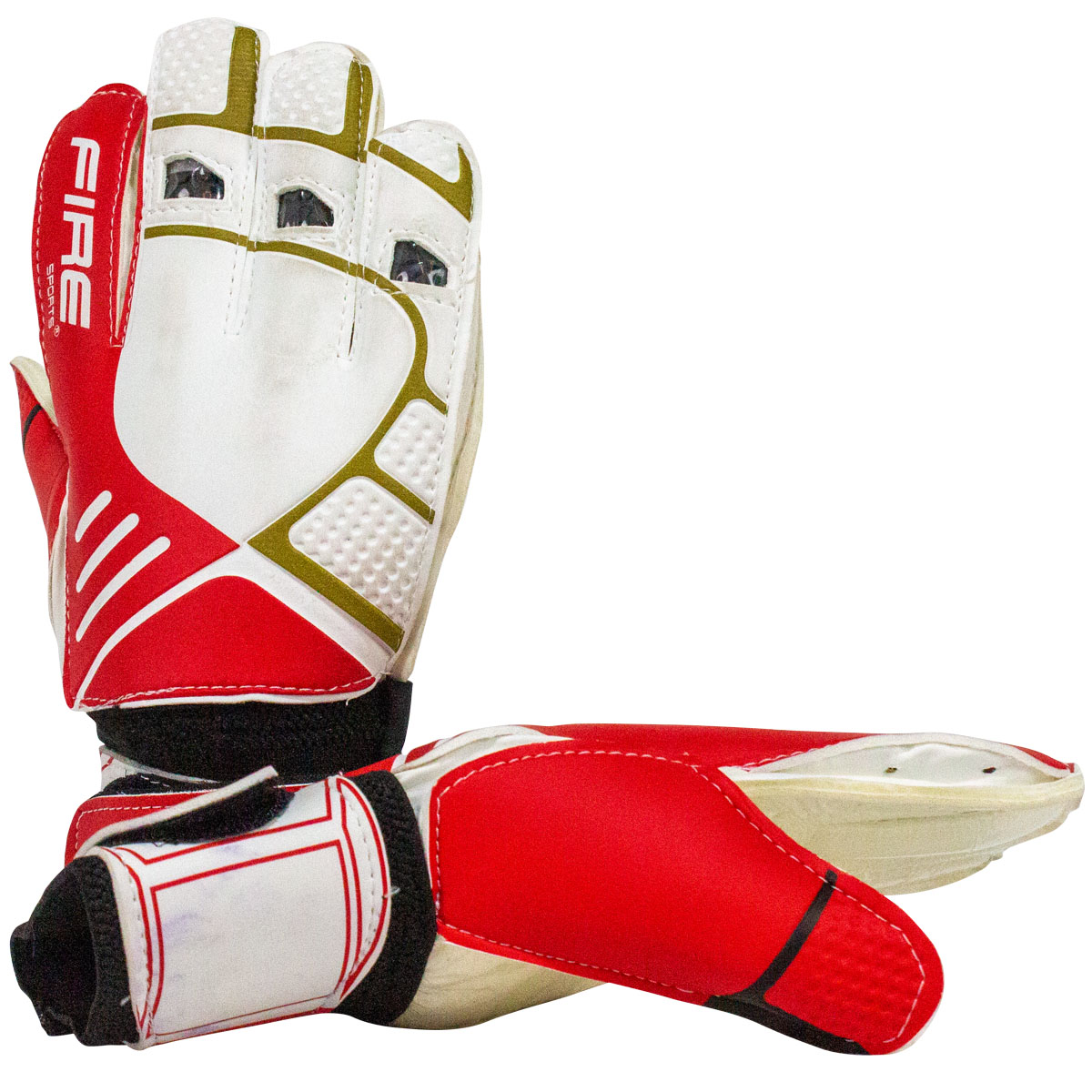 Par de Guantes de portero para fútbol Fire Sports con Varillas Color Rojo T-8.