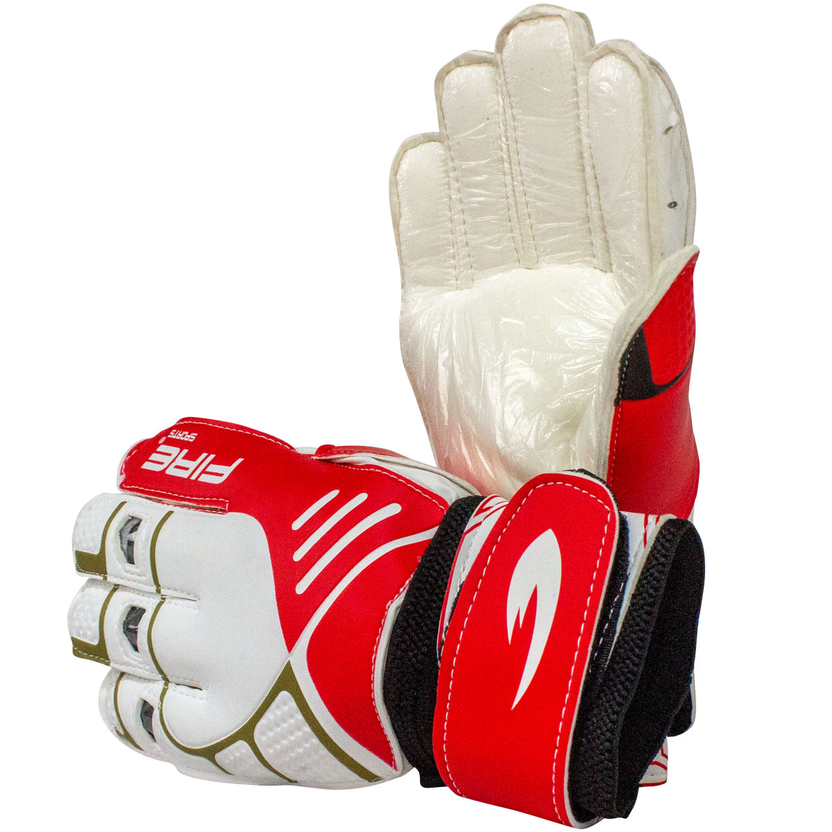 Par de Guantes de portero para fútbol Fire Sports con Varillas Color Rojo T-8.