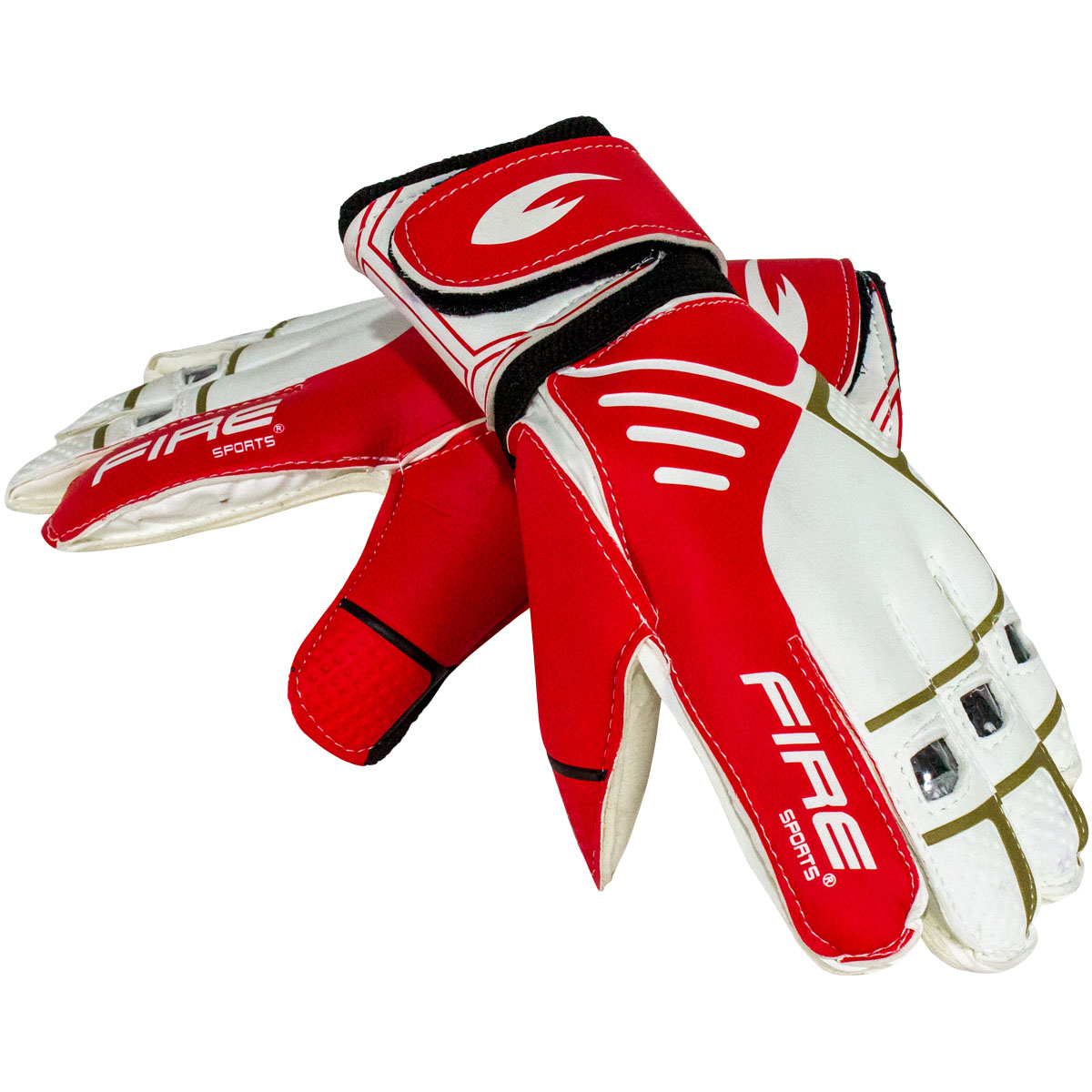 Par de Guantes de portero para fútbol Fire Sports con Varillas Color Rojo T-8.