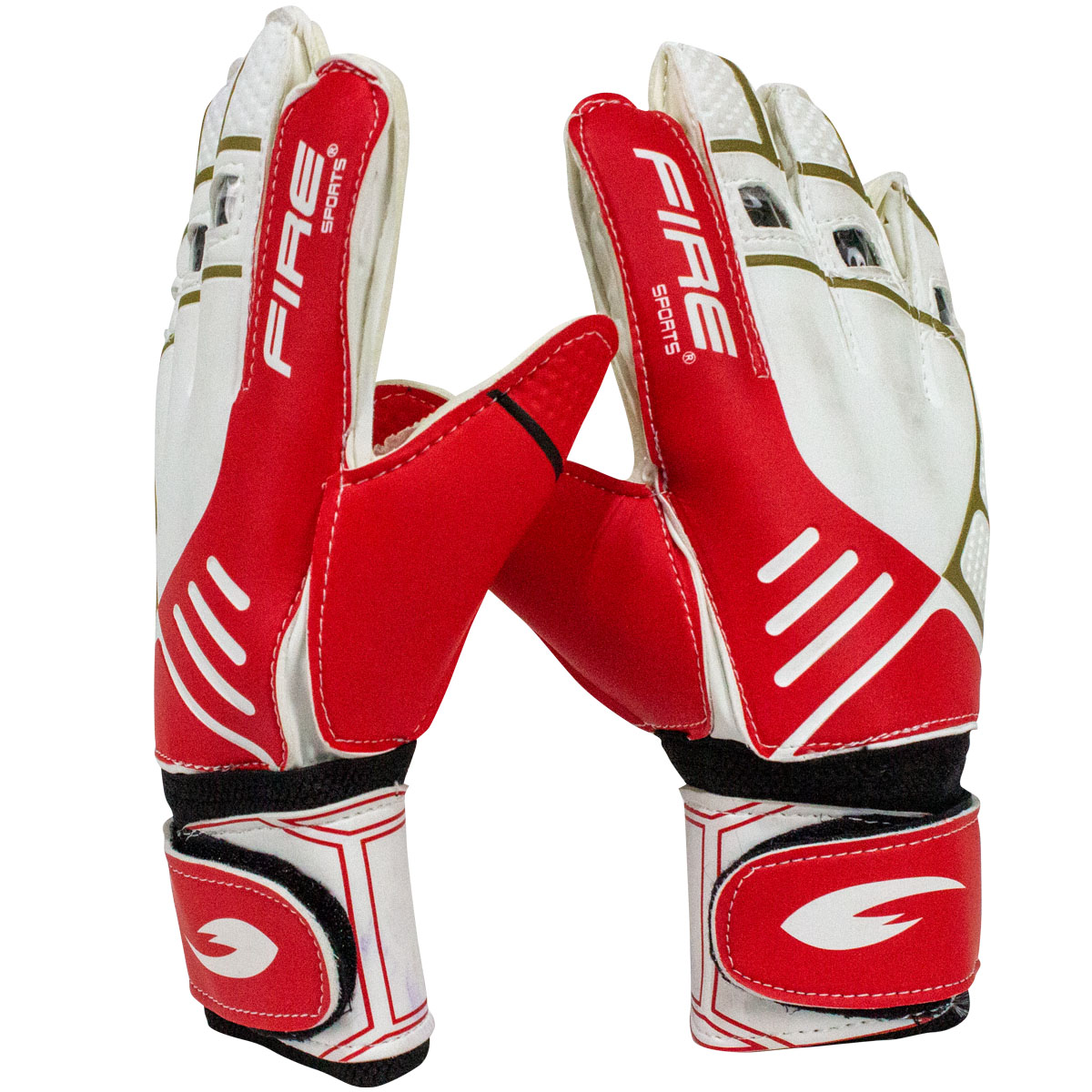 Par de Guantes de portero para fútbol Fire Sports con Varillas Color Rojo T-8.