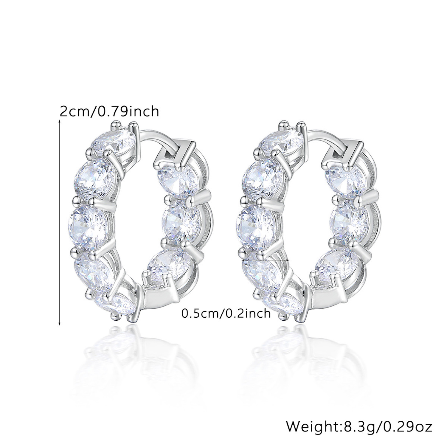Aretes De Plata 925 Huggies Con Zirconias Arracadas Mujer.