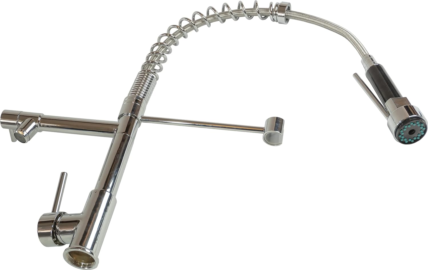 Mezcladora para Fregadero Monomando con Cuello Flexible, Llaves para Tarja de Cocina con Dos Salidas de Agua y Sostenedor de Cuello.