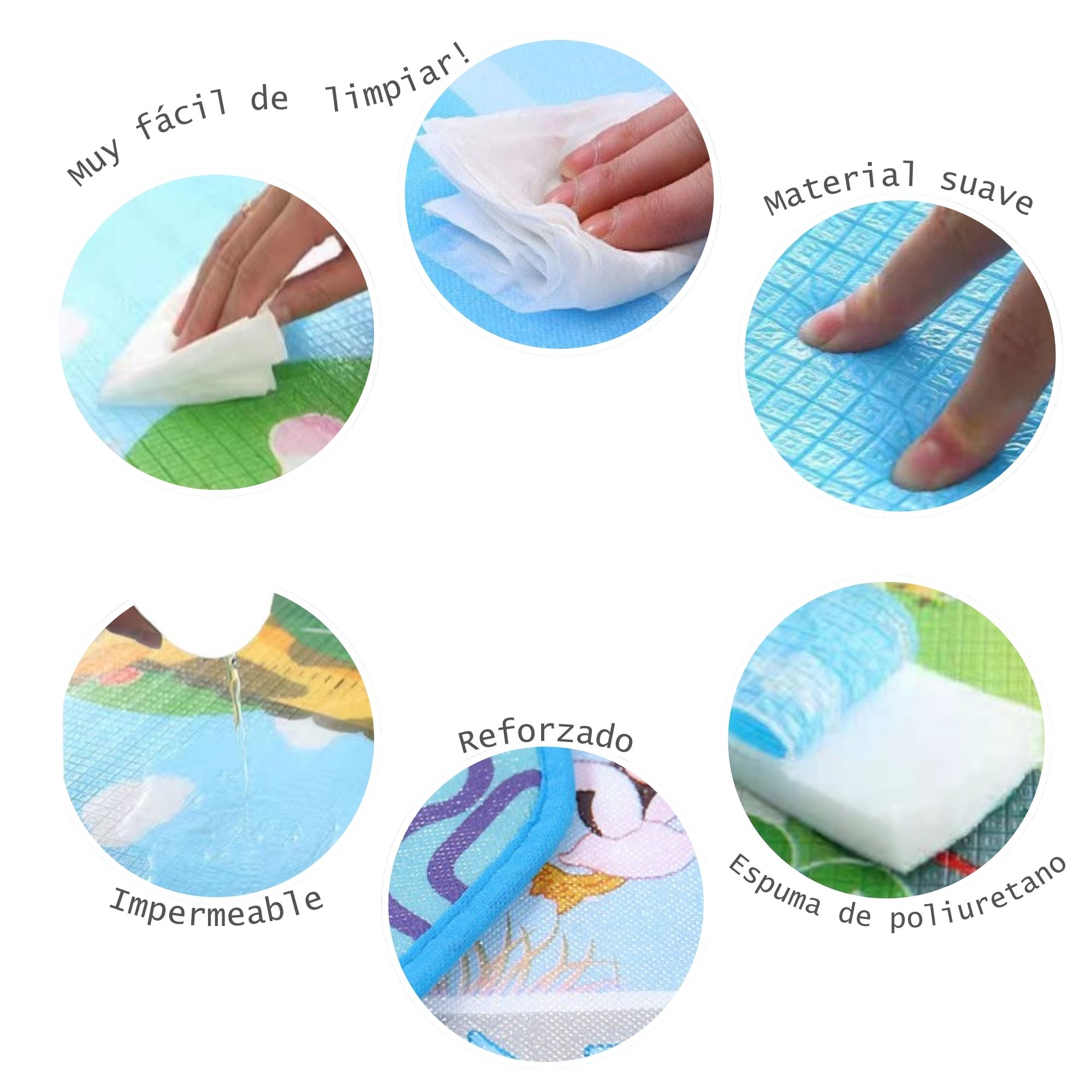 Tapete Didáctico Infantil Para Bebés y Niños de 180 x 150 cms con 2 Vistas Plegable