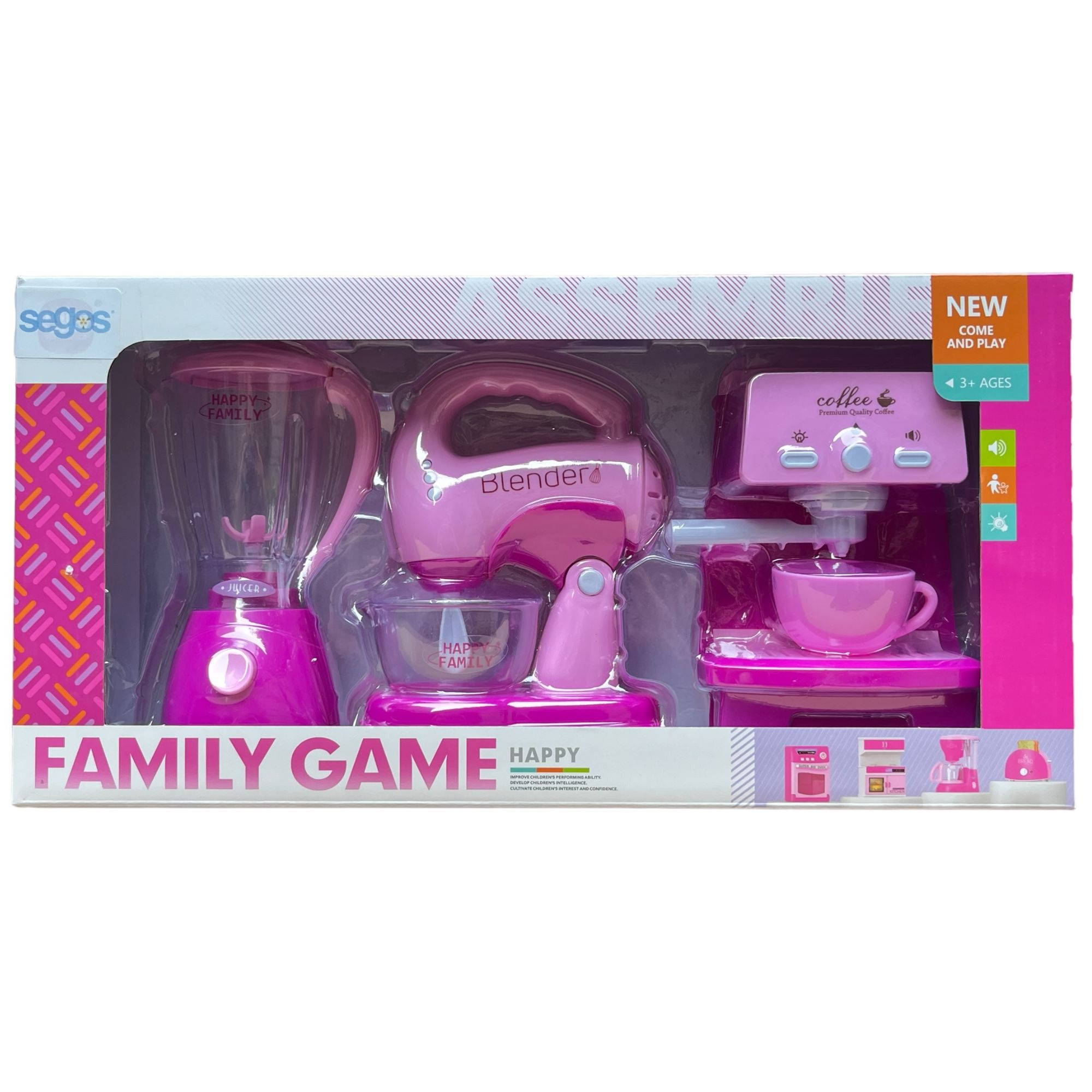 Set Juguete Cocinita Cafetera, Licuadora Batidora Electrodomésticos Color Rosa.