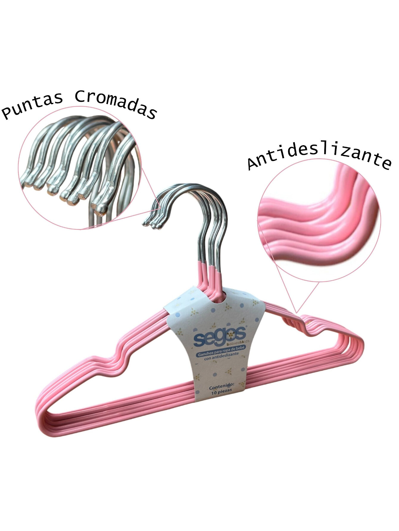 Gancho Para Bebé Infantil con Antideslizante 20 Piezas - Rosa
