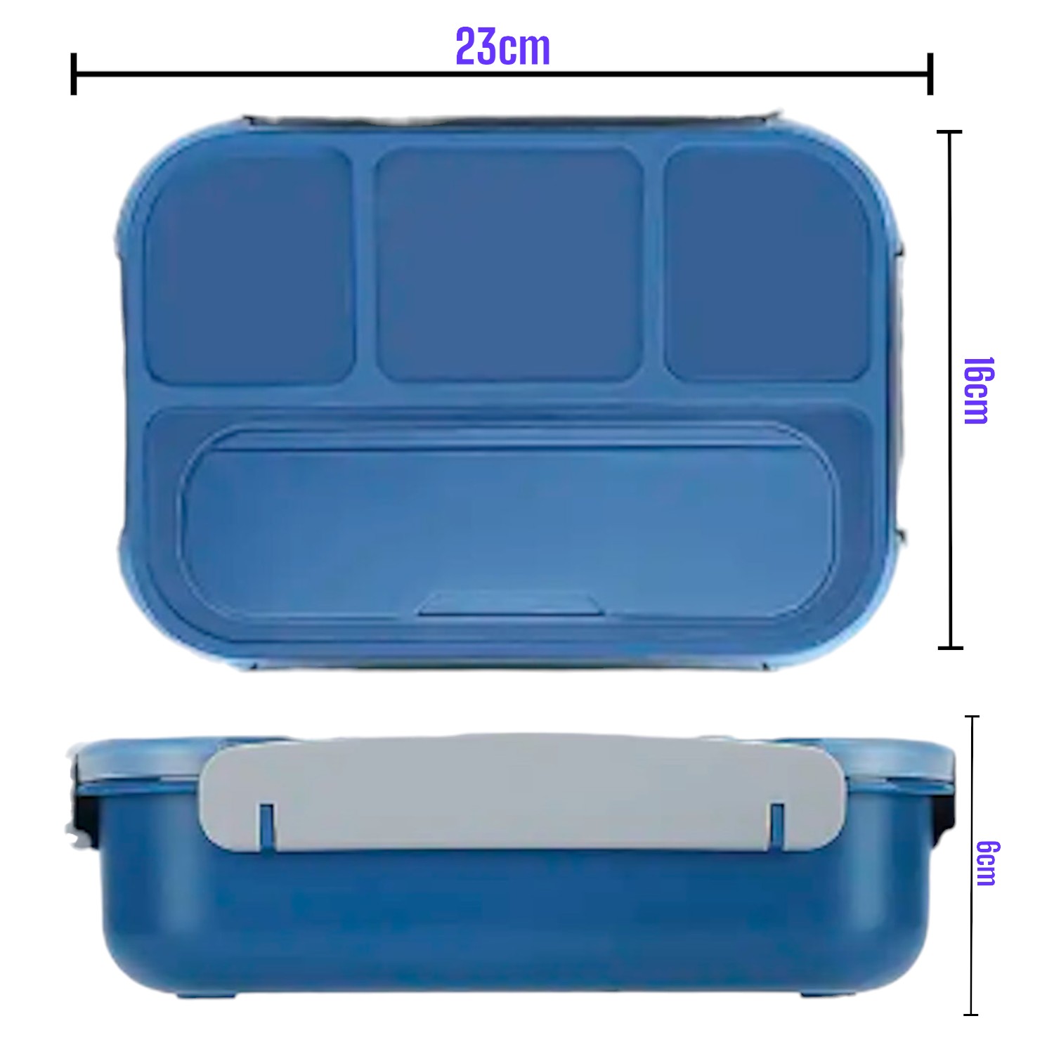 Contenedor Lonchera Lunch Box Hermético con 4 Divisiones 