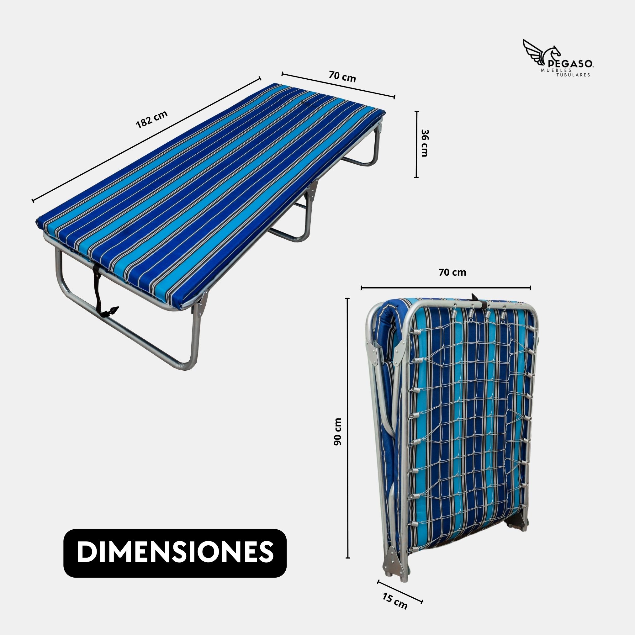 Catre Camastro Plegable de Maya Metálica con Colchón De 4 cm. Pegaso .