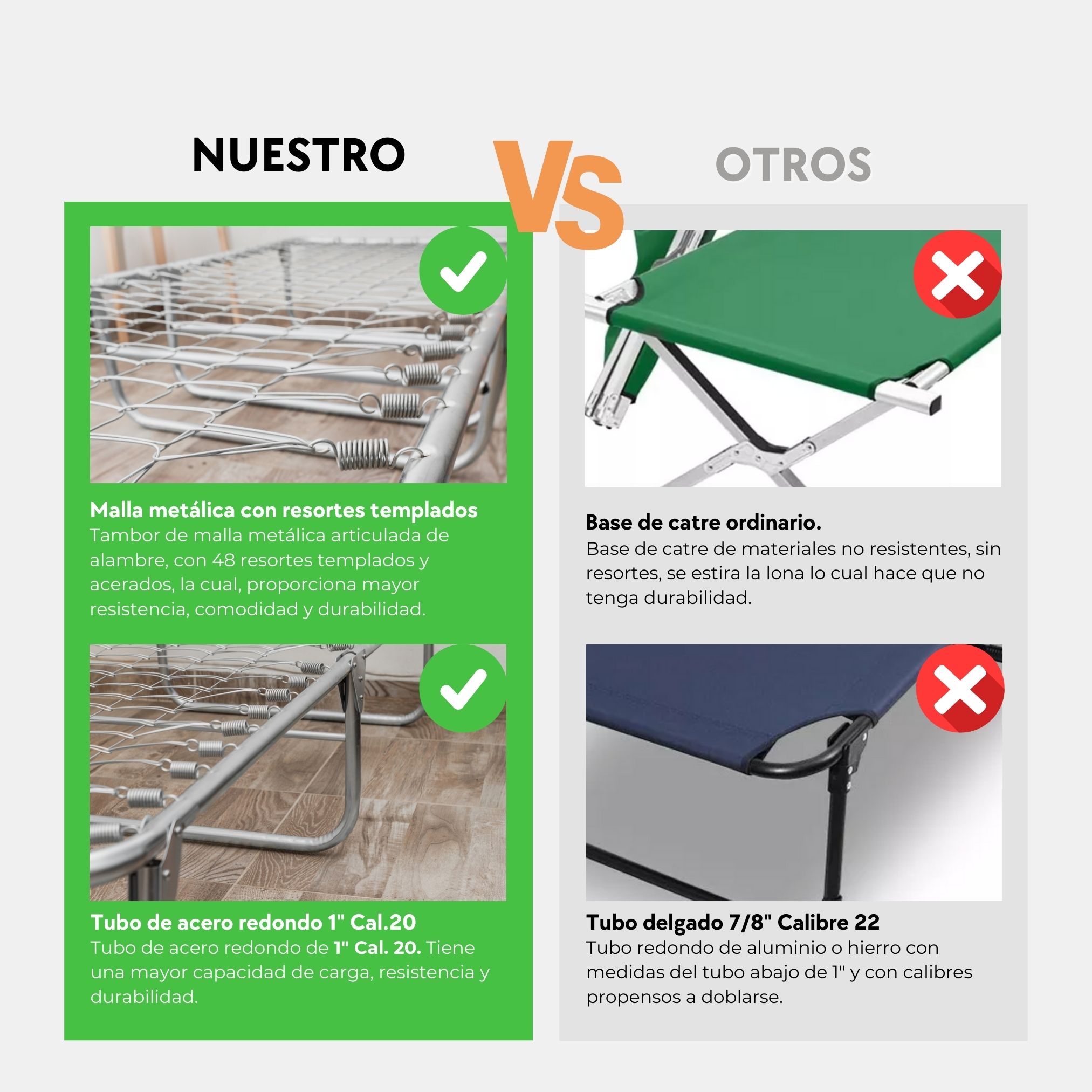 Catre Camastro Plegable de Maya Metálica con Colchón De 4 cm. Pegaso .