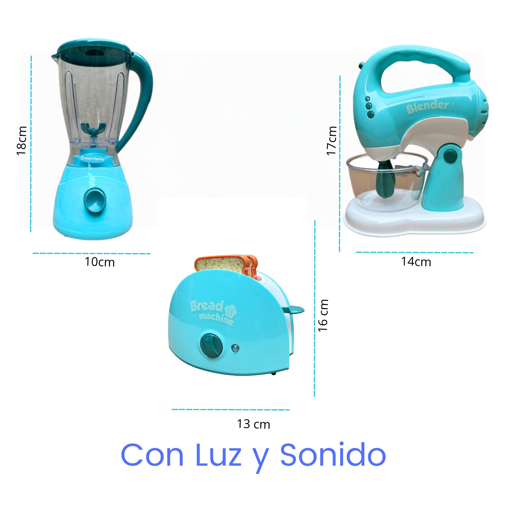 Set Juguete de Electrodoméstico Cocinita Para Niños Licuadora Batidora Tostadora