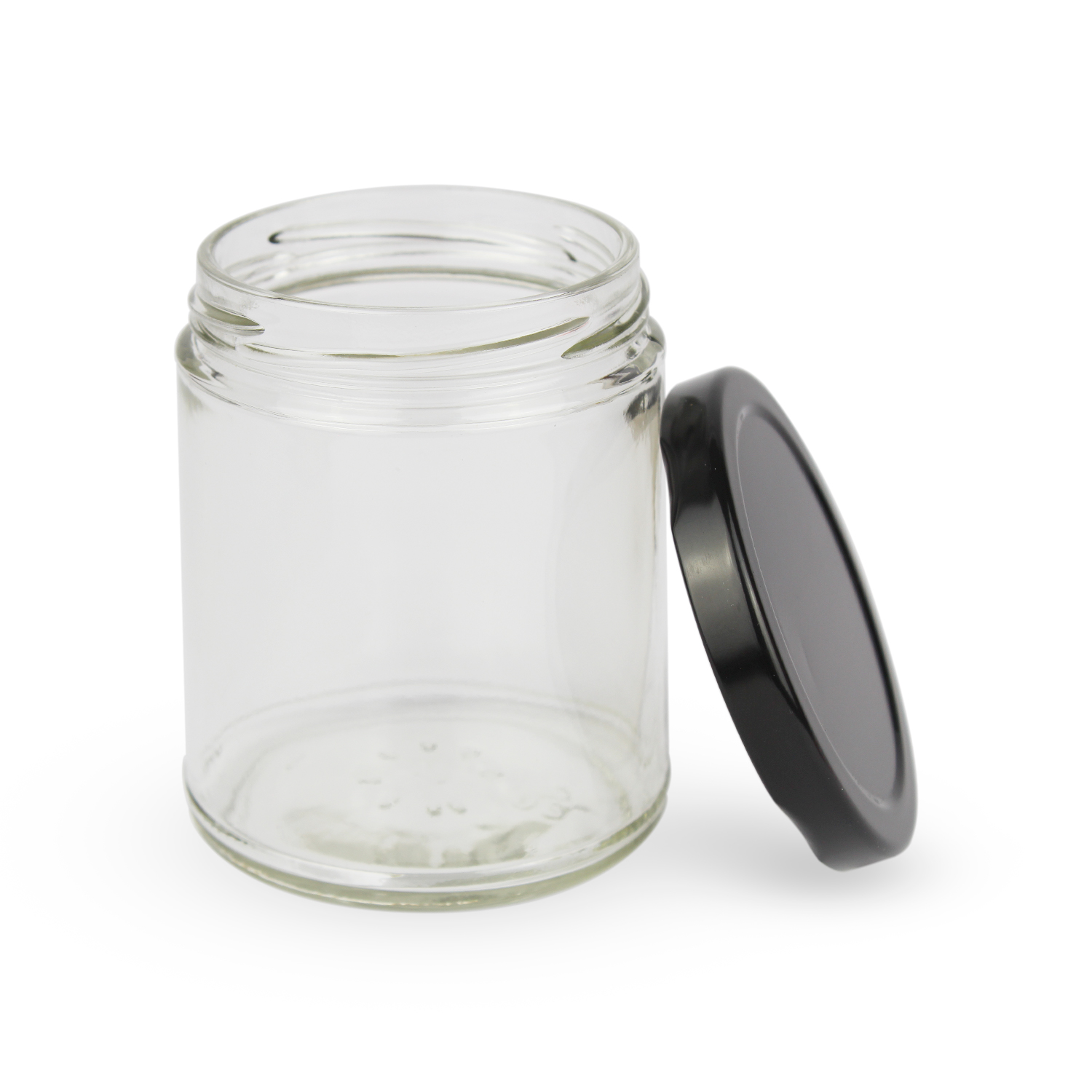 12 pz Frascos de Vidrio para Vela con Tapa Negra 277 ml