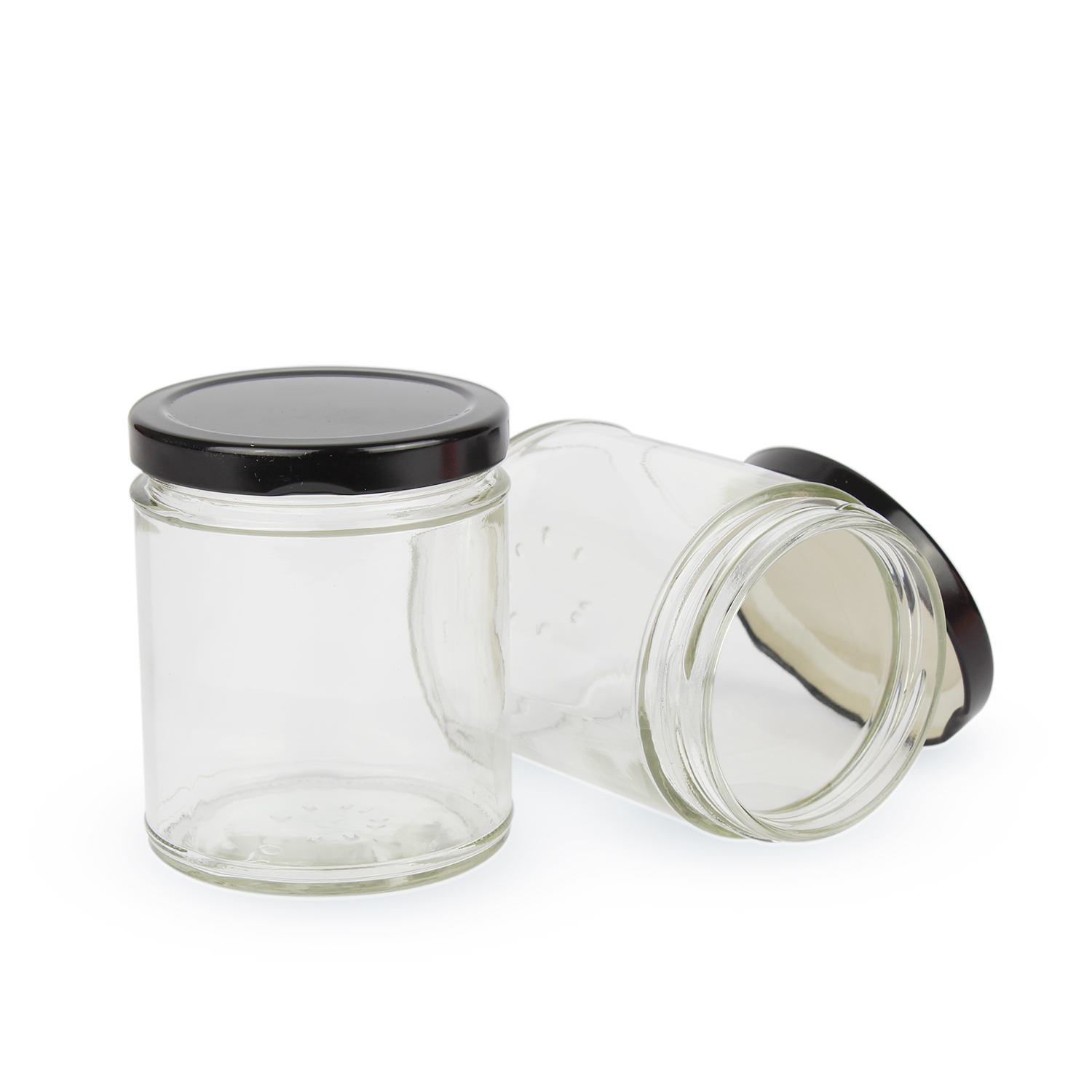 12 pz Frascos de Vidrio para Vela con Tapa Negra 277 ml