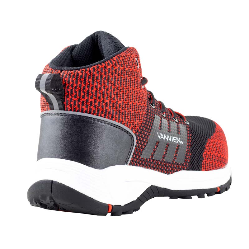 Tenis Industrial Dielectrico Van Vien Hombre Tipo Bota Casquillo F0009 Rojo Negro.