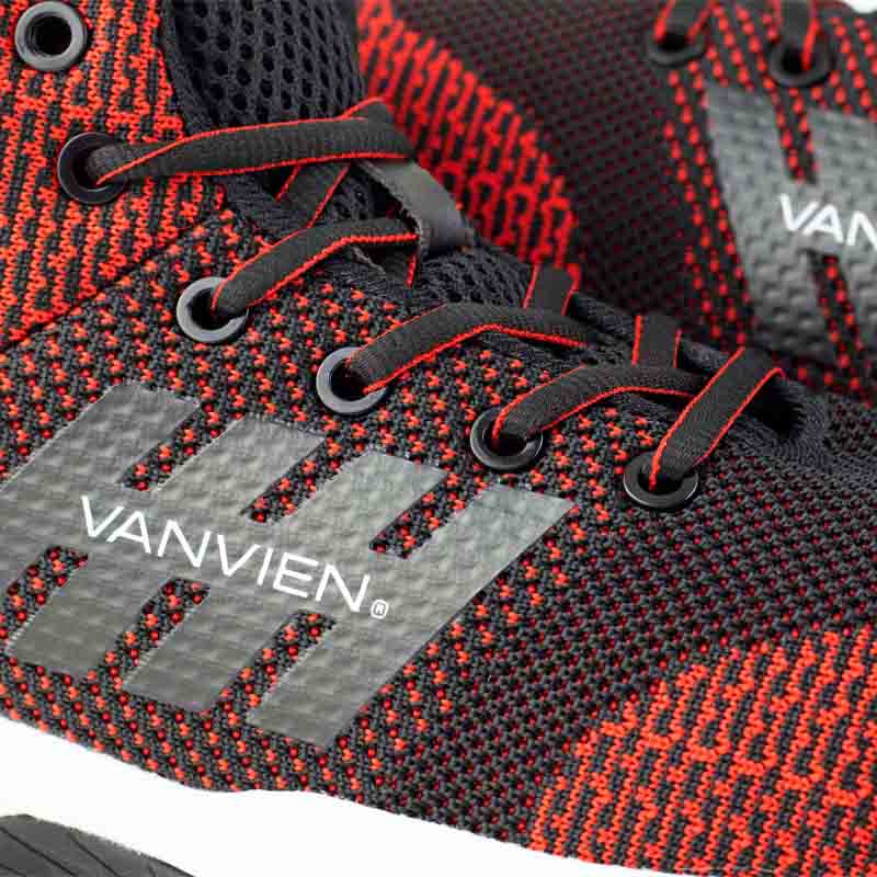 Tenis Industrial Dielectrico Van Vien Hombre Tipo Bota Casquillo F0009 Rojo Negro.