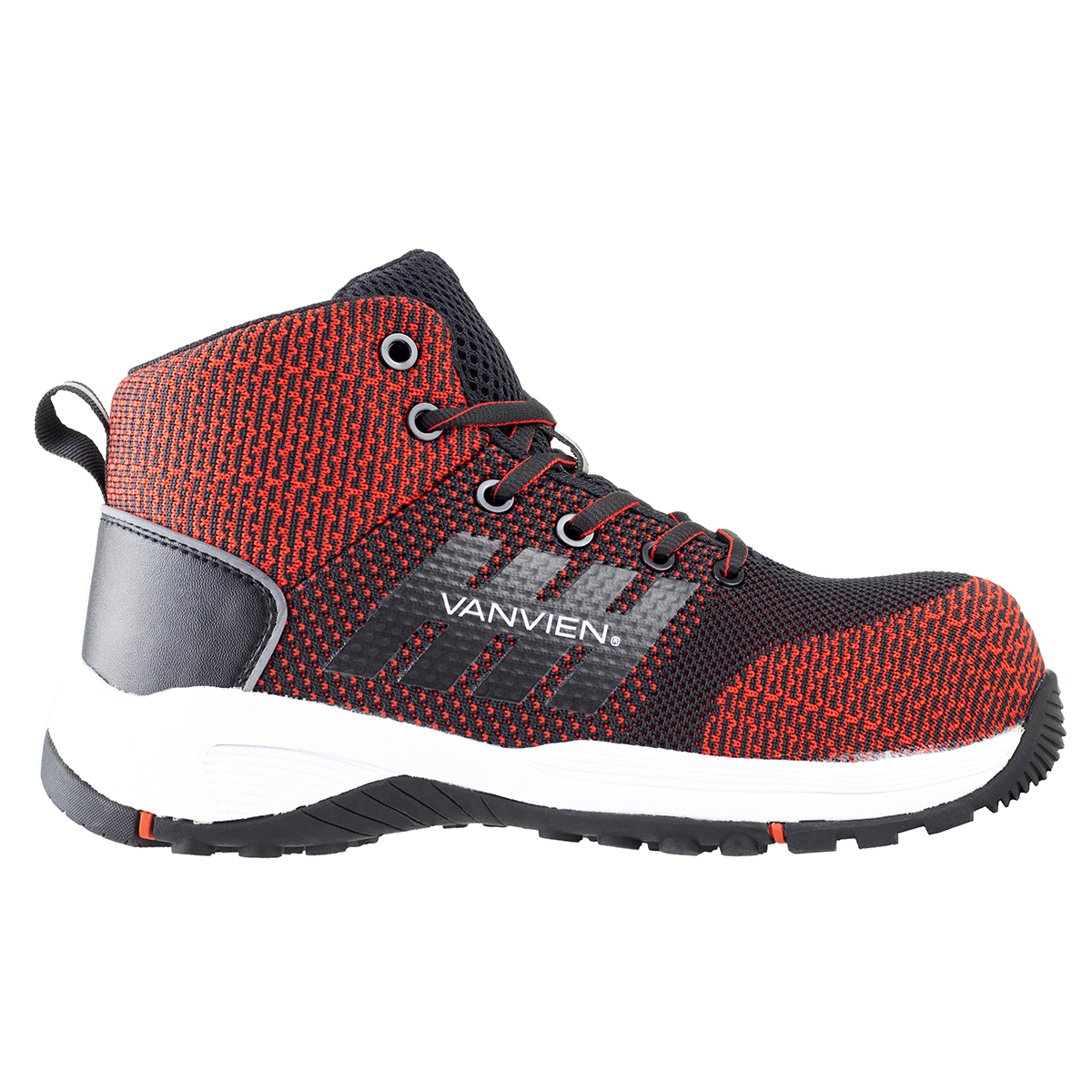 Tenis Industrial Dielectrico Van Vien Hombre Tipo Bota Casquillo F0009 Rojo Negro.