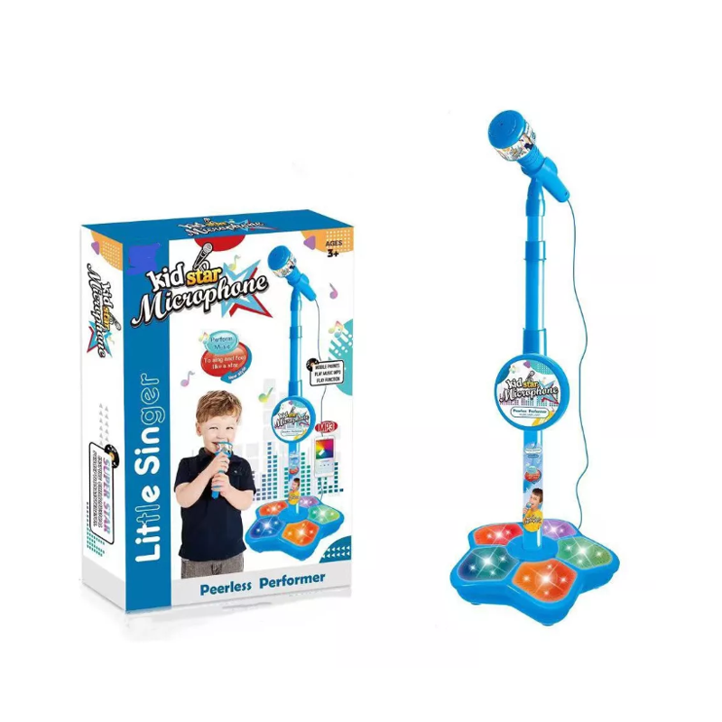 Infantil Karaoke Micrófono Juguete Con Base Bocina Luces