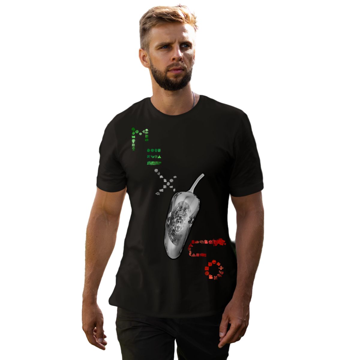 FINA playera Hombre Alta gama Reg y Slim Fit Viva México Mayas Calendario Azteca 