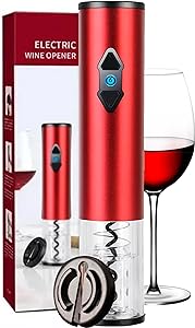 A Set de Sacacorchos Vino Eléctrico 2 en 1 - Rojo | Hogar y Cocina Accesorios - de Acero Inoxidable - Regalos para Hombre - Regalos para Mujer | Electrodomesticos - Destapador de Vino.