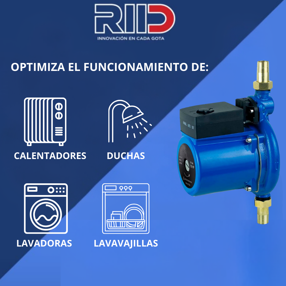 Bomba Presurizadora Aumenta la Presión del Agua (1/6 HP)