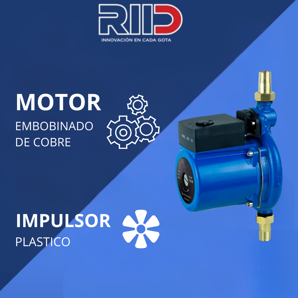 Bomba Presurizadora Aumenta la Presión del Agua (1/6 HP)