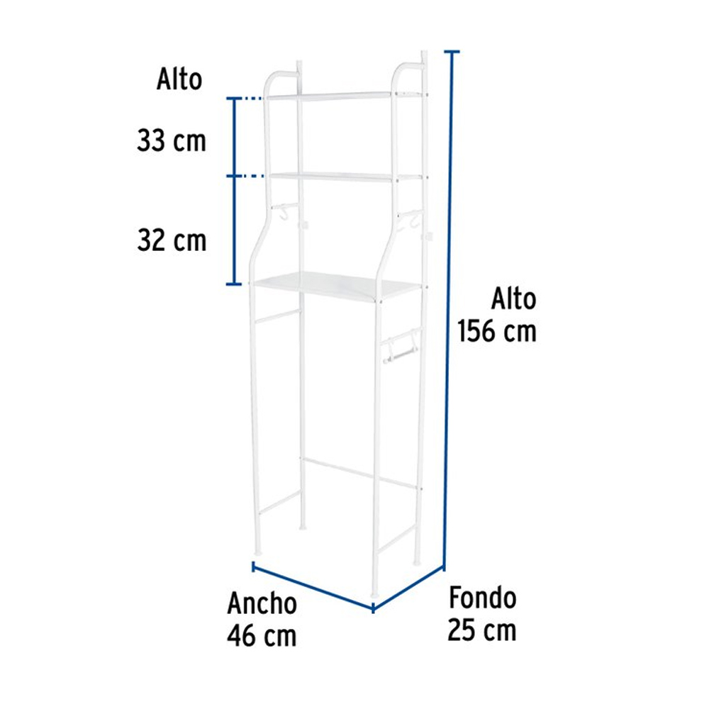 Organizador Mueble para Baño Estante para baño repisas 3 niveles Rack Wc Acero Inoxidable 