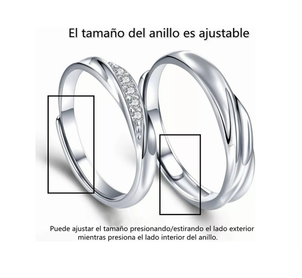 Anillo De Compromiso Para Pareja Plata Caja De Regalo