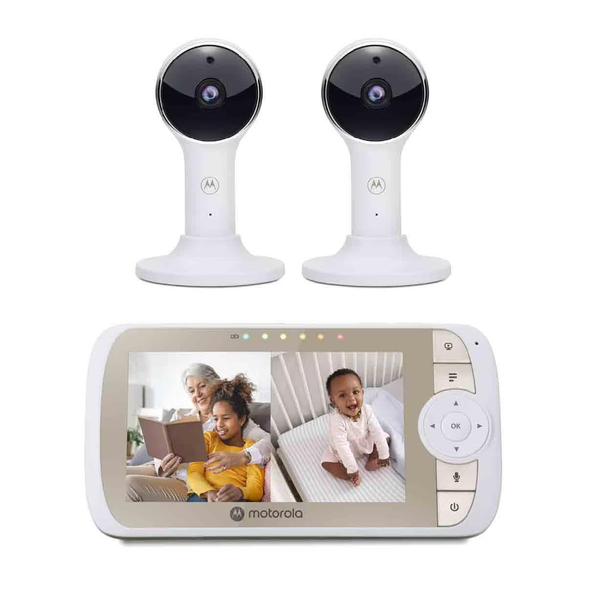 Monitor video Bebe MOTOROLA 2 cámaras WiFi con pantalla 5" 2 vias.