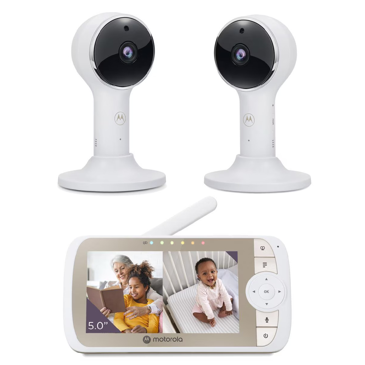 Monitor video Bebe MOTOROLA 2 cámaras WiFi con pantalla 5" 2 vias.