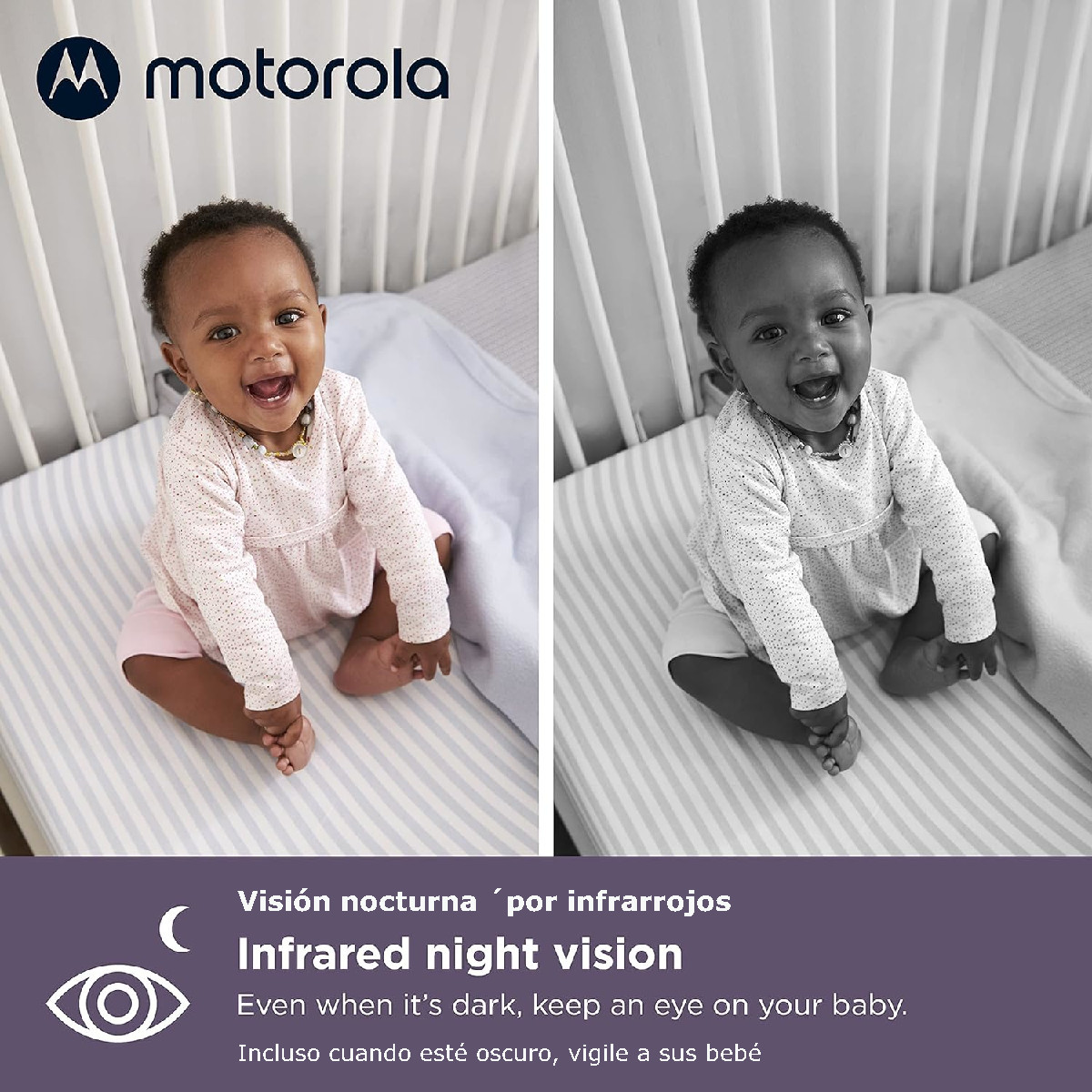 Monitor video Bebe MOTOROLA 2 cámaras WiFi con pantalla 5" 2 vias.