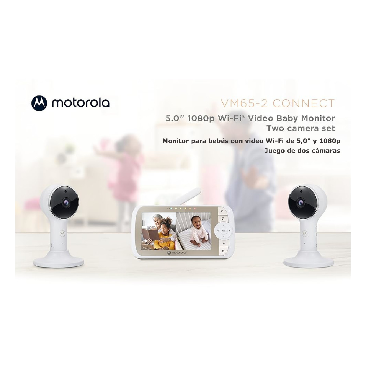 Monitor video Bebe MOTOROLA 2 cámaras WiFi con pantalla 5" 2 vias.