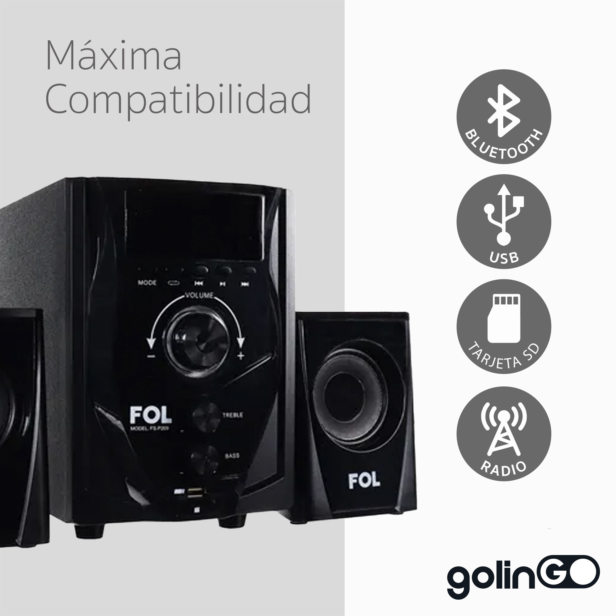 Minicomponente Fol Bluetooth Sistema Audio Estéreo Modular.