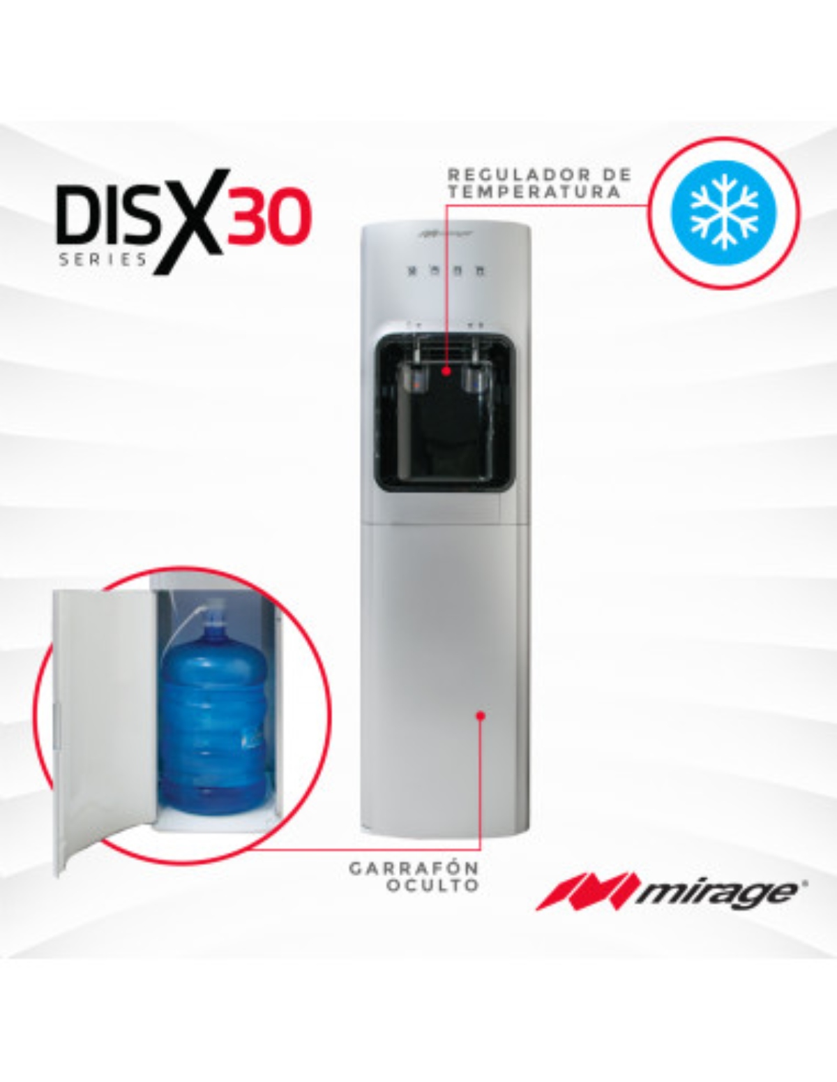 Despachador de Agua Mirage MDD30HC Disx 30 Frio/Caliente Plata ENDY10.
