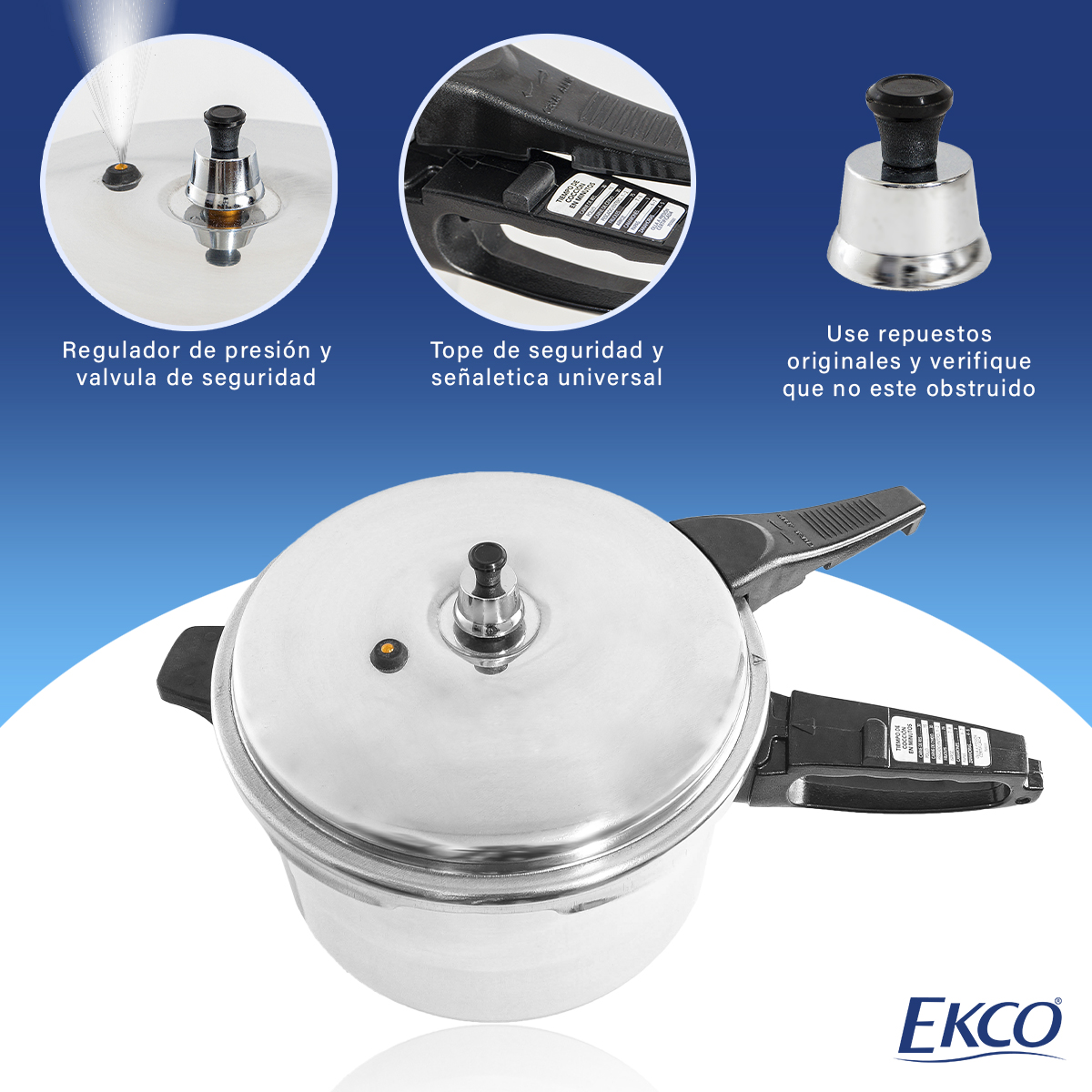 Olla Express 6 Litros Aluminio Resistente Y Pulido Ekco