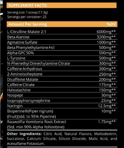 Pre-entreno Dark Labs Crack 432 Gr 25 Serv .