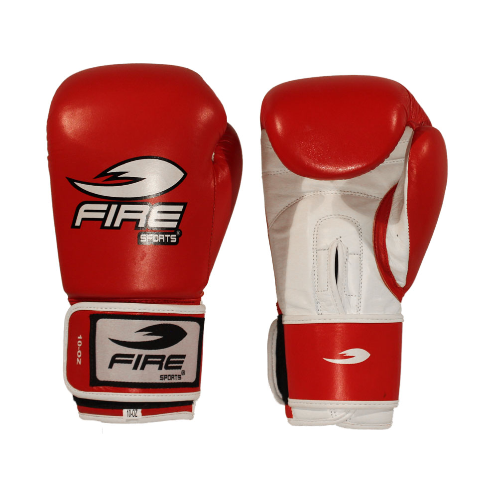 PAR DE GUANTES DE BOX FIRE SPORTS DE PIEL OFICIAL PARA COMPETENCIAS OLÍMPICAS ROJOS.