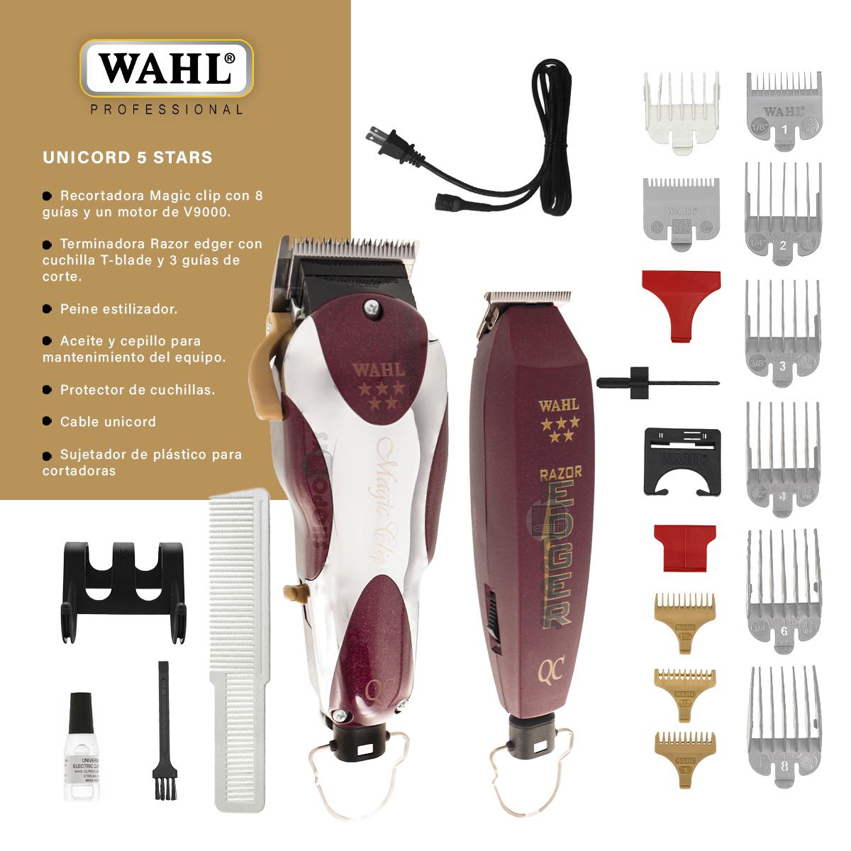 Cortadora Y Terminadora De Cabello Wahl Unicord Combo Profesional Alambricas 